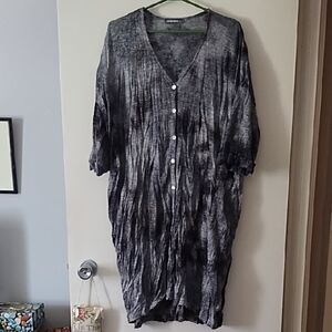 ALEMBIKA Long Silver Black Crinkle Cardigan M To XL
